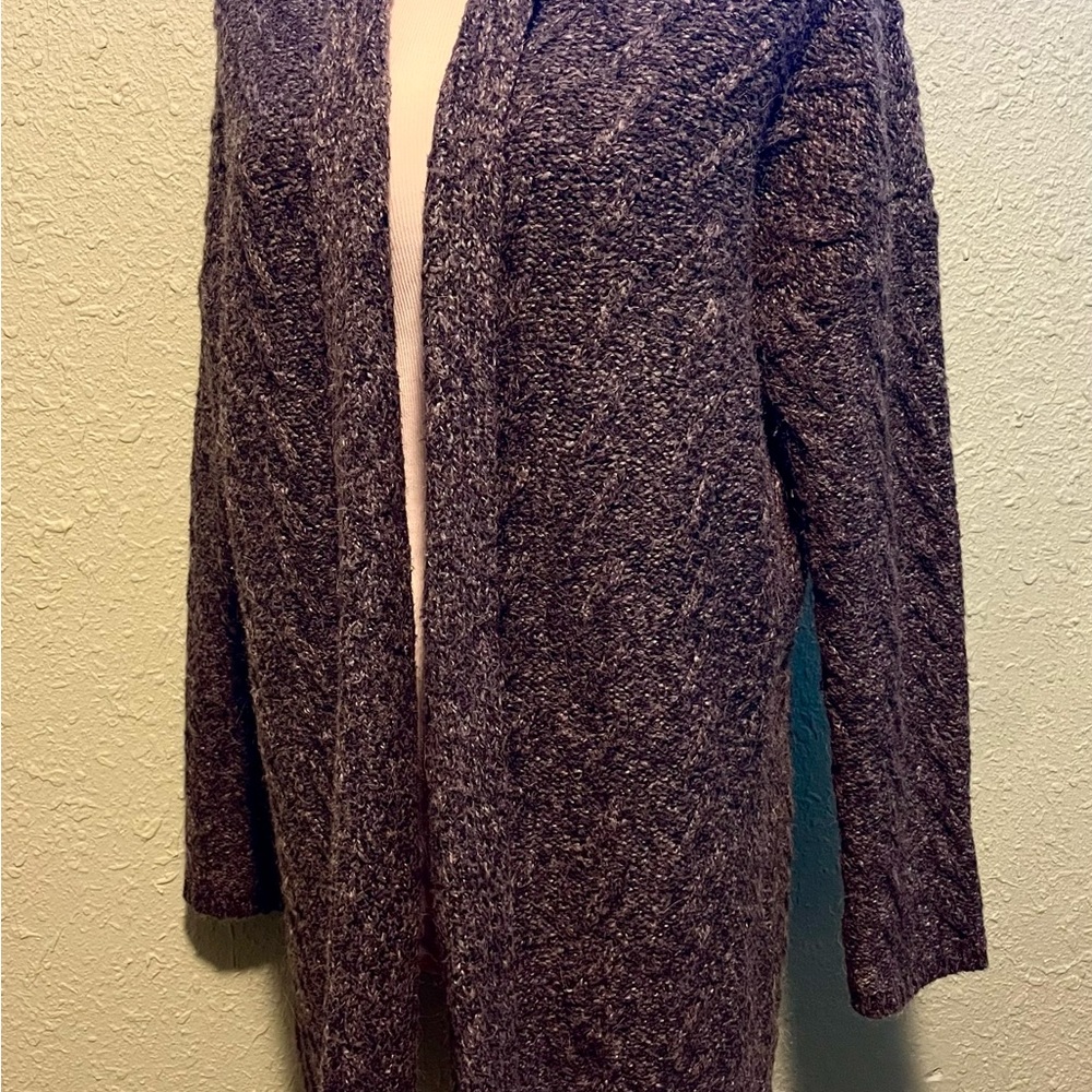 J Jill Alpaca Blend Cable Knit Open Cardigan Sweater
